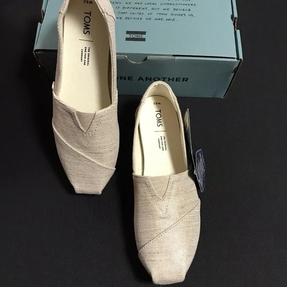 Toms Shoes Toms Womens Natural Metalic Canvas Shoes Casual